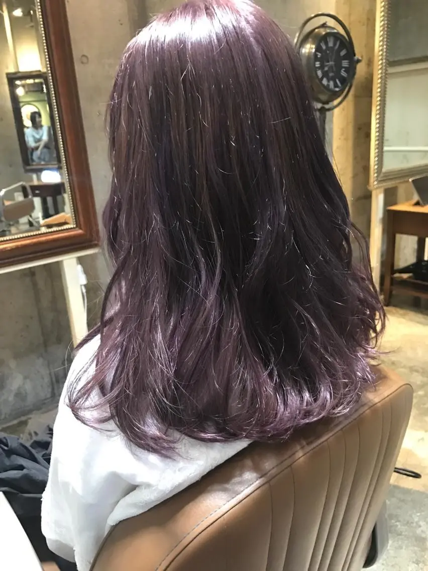 セミロング カラー パーマ ヘアアレンジ メンズ キッズ ネイル マツエク・マツパ メンズブリーチ ブリーチ ラベンダーカラー パープルカラー パープル サロンドミルク 原宿のヘアスタイル
