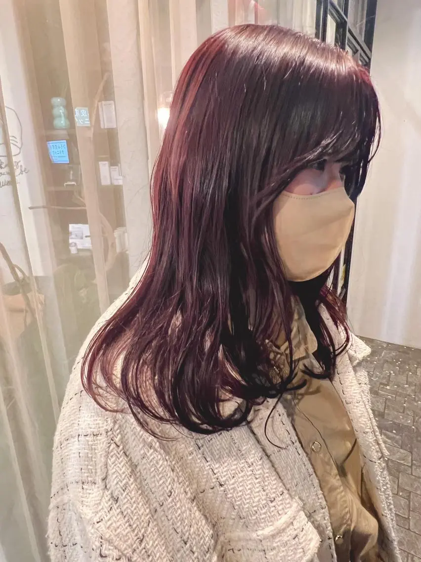 セミロング カラー ブリーチ ピンクカラー 🌈ケアブリーチ🌈 おぐまなつきのヘアスタイル