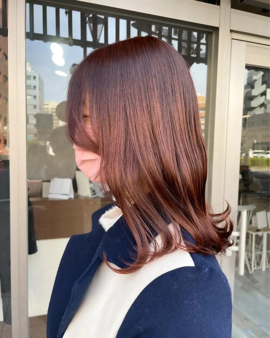 ミディアム オレンジブラウン イワタ マハ/ minim hairのヘアスタイル