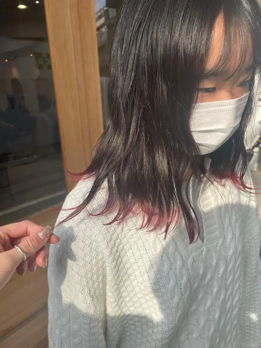ミディアム カラー レッドカラー 中目黒🌼 🌼ハナのヘアスタイル