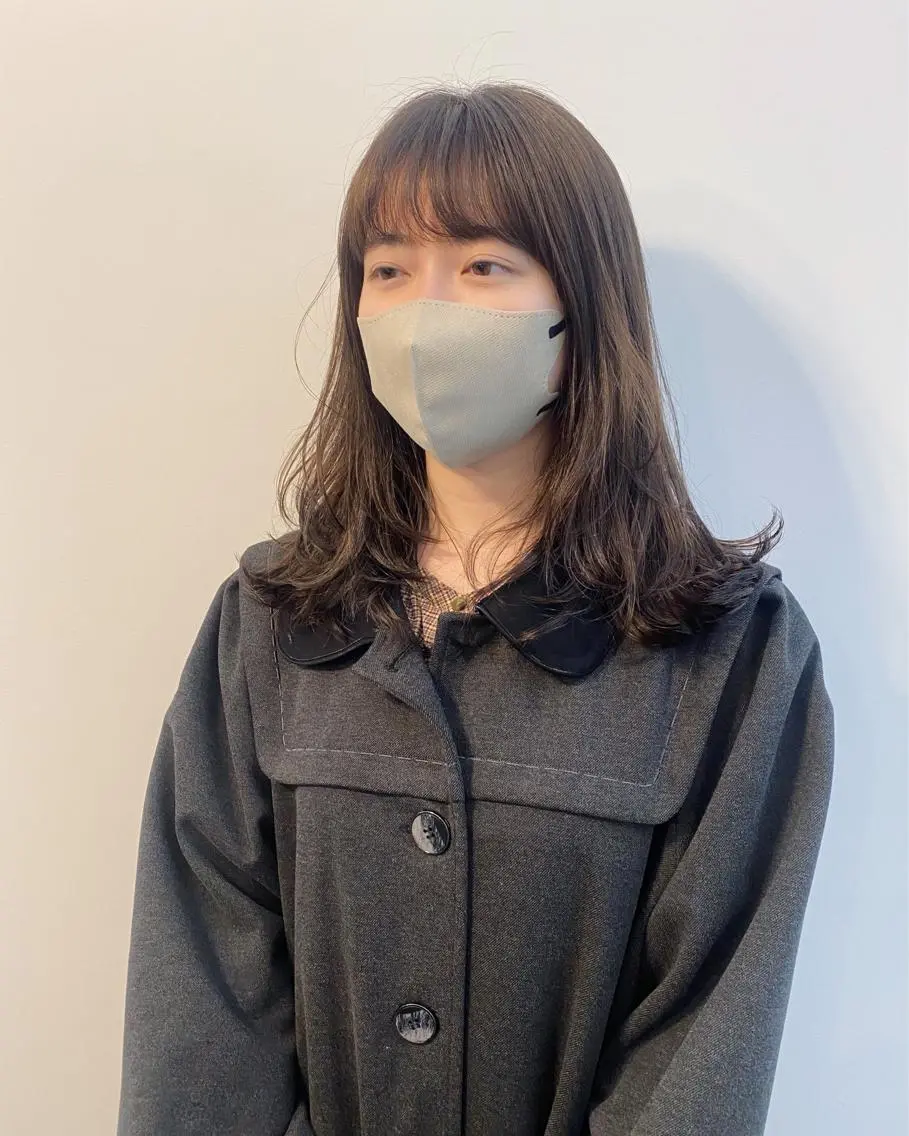 セミロング カラー パーマ セミロングパーマ レイヤーカット 大石 沙季のヘアスタイル