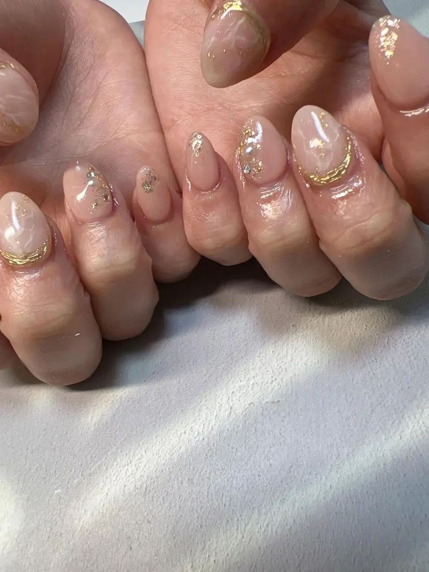 ネイル 大理石ネイル(マーブル) ミラーネイル ニュアンスネイル coco nailのネイルデザイン