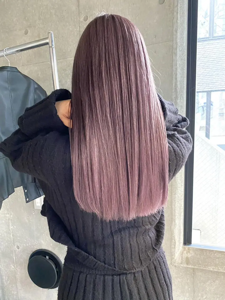 ロング カラー 透明感カラー パープルカラー ロング AIRI🦋ブリーチ /レイヤー🦋のヘアスタイル