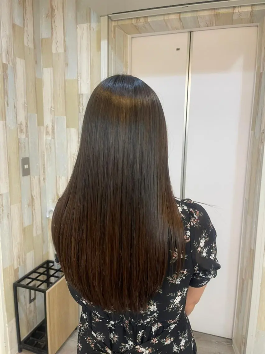 ロング アッシュ ミストバング パープルカラー ボブ デート カット ヘアカラー トリートメント N° anfeel 渋谷🪞🫧のヘアスタイル