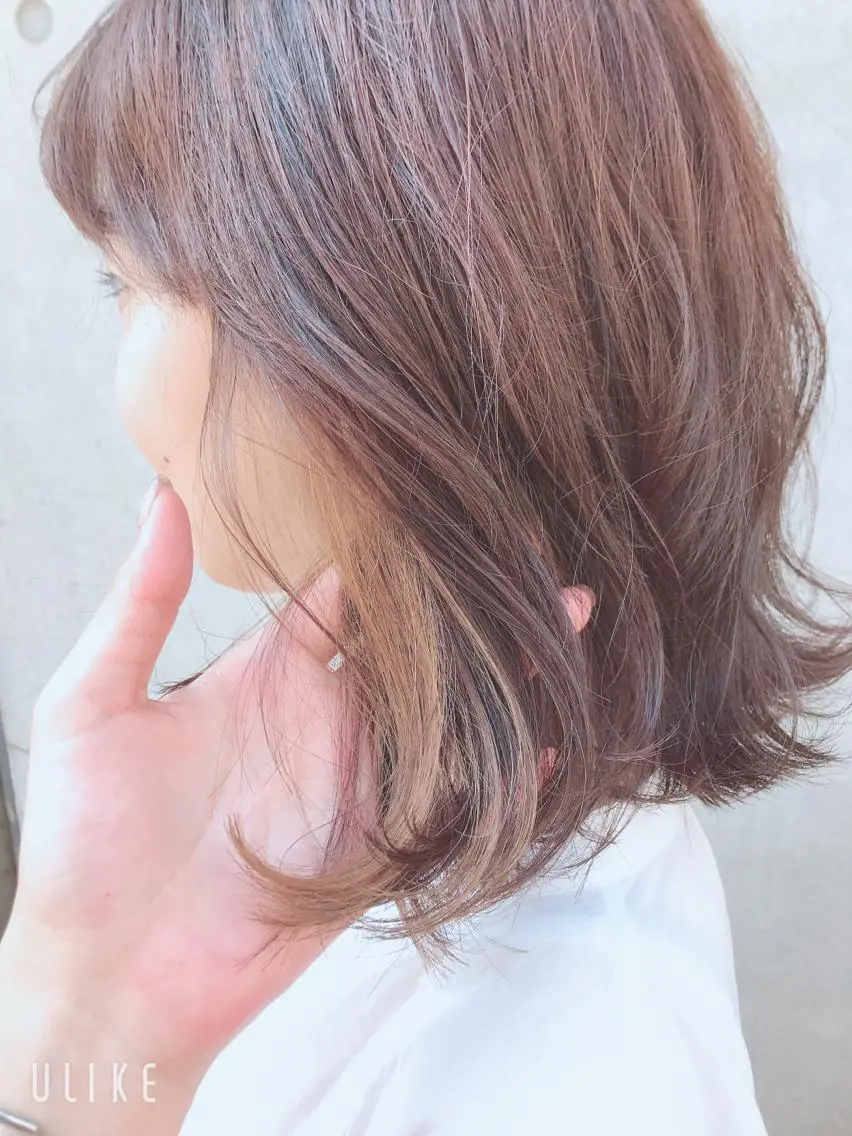 ミディアム カラー ヘアアレンジ ベージュカラー モカベージュ アイラッシュ/美容室 個室/瀬戸 一菜のヘアスタイル