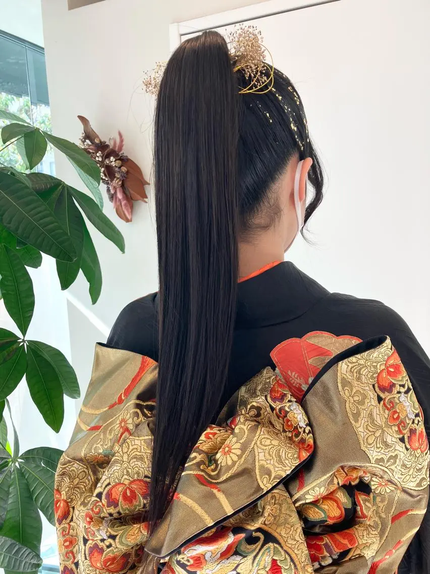 ヘアアレンジ 着物ヘア ポニーテール Hair&Make Nahoのマツエク・マツパデザイン