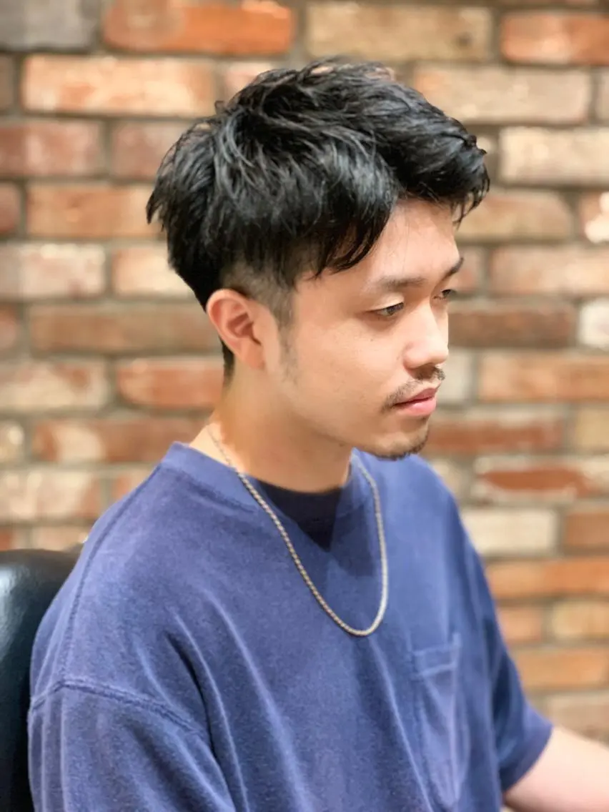 ミディアム パーマ メンズ 田中 千恩のヘアスタイル