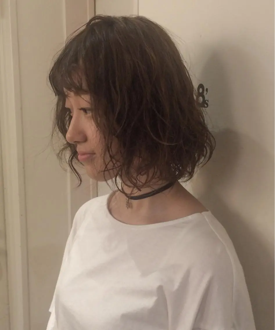 ミディアム ミディアムパーマ カット ヘアカラー ホワイト&レイヤーカ ットエクステ長畠俊輔のヘアスタイル