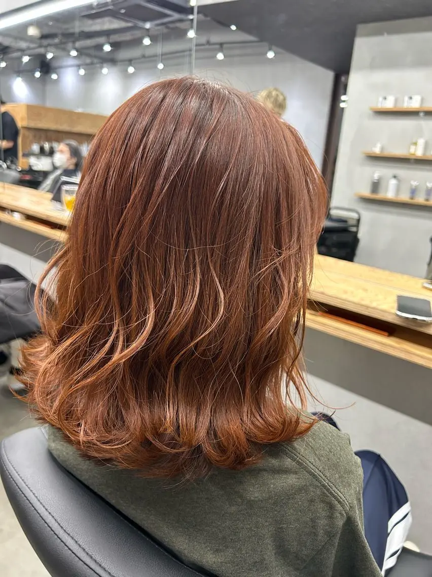 ミディアム オレンジブラウン N/デザインカラー 🌿ナギのヘアスタイル
