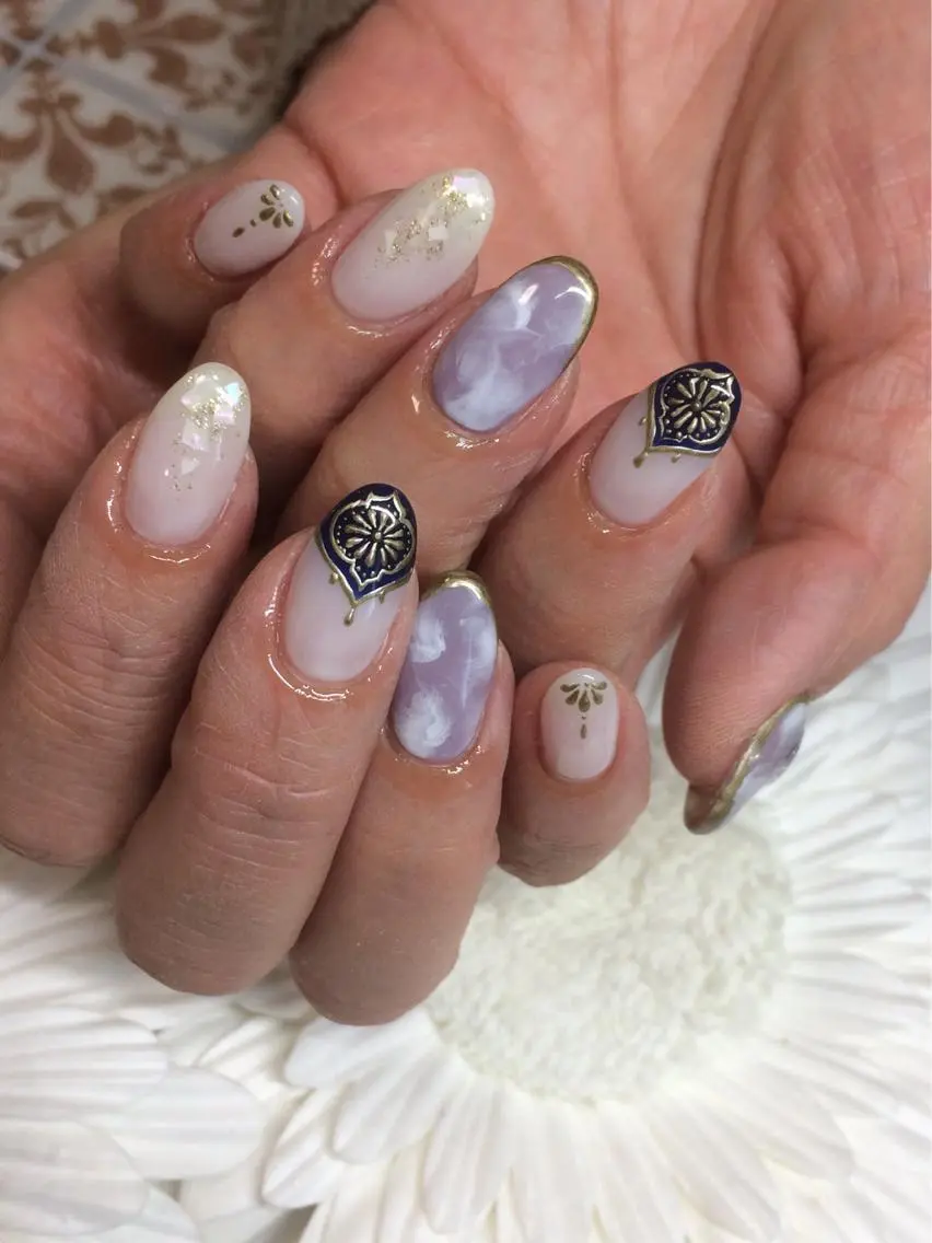 ネイル 大理石ネイル(マーブル) ハンドネイル Nailsalon E's cafeのネイルデザイン