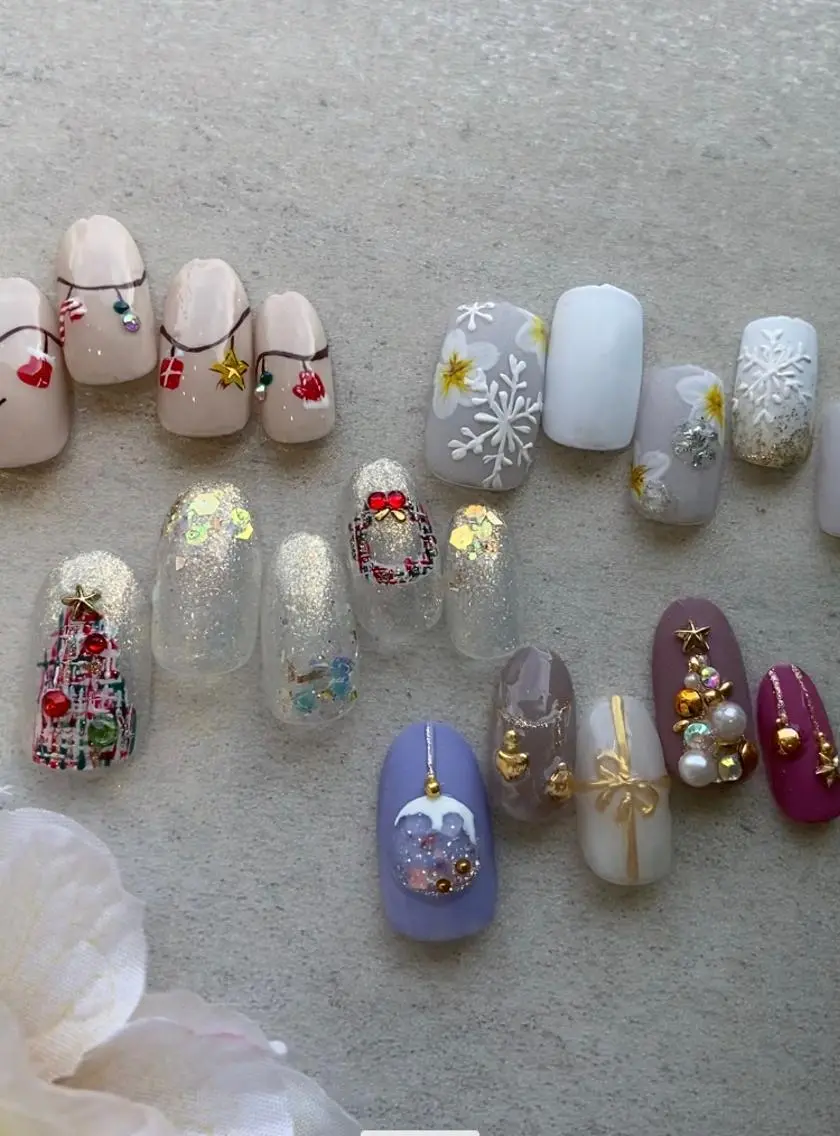 ネイル 冬ネイル クリスマス ハンドネイル nailsalon MINERVAのネイルデザイン
