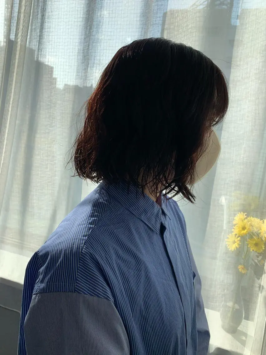 ミディアム カラー パーマ ヘアアレンジ カット ヘアカラー パーマ ボブパーマコテ巻き風 パーマNo1深江秀平のヘアスタイル