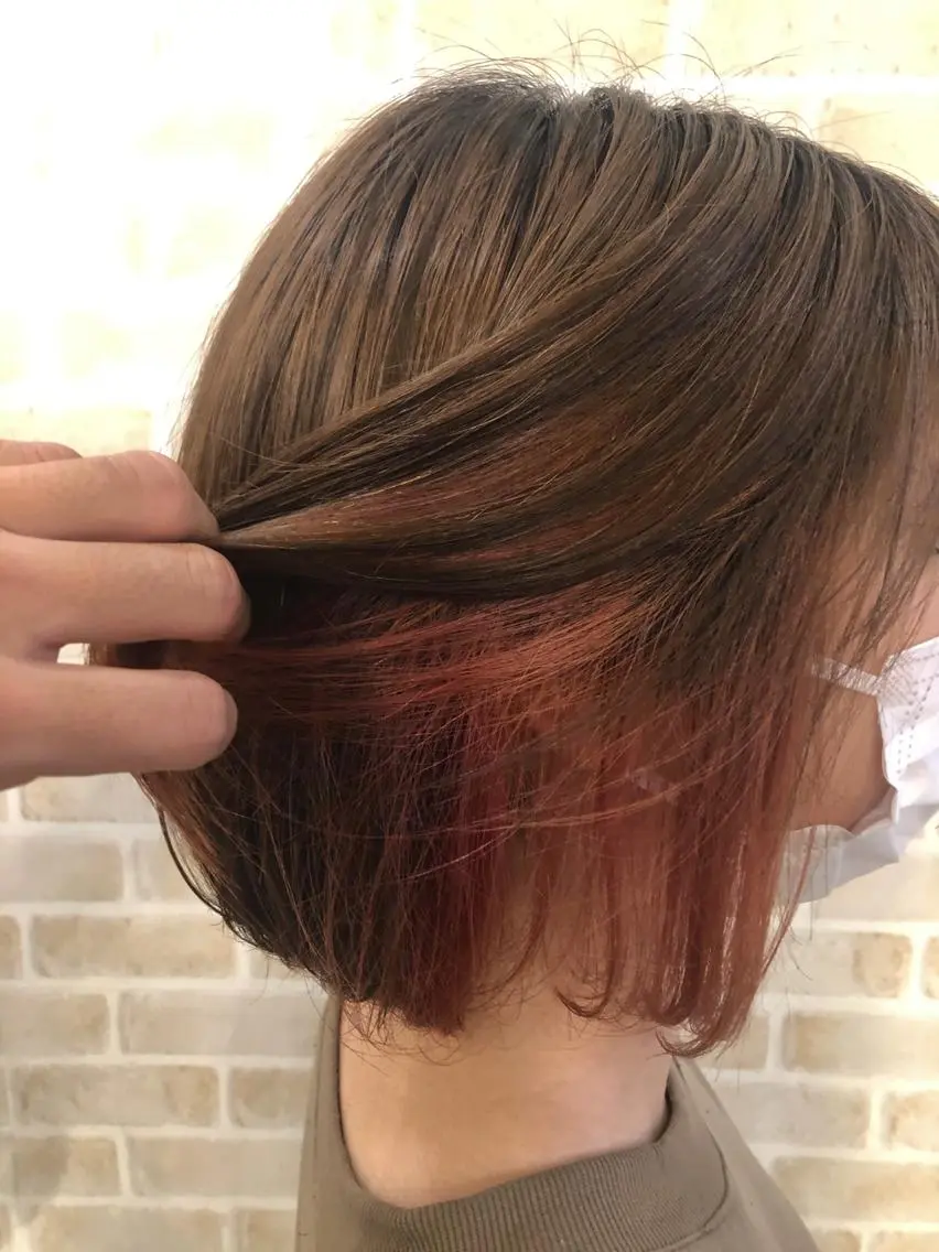 ミディアム カラー インナーカラー ピンクカラー レッドカラー 🟦西荻窪メンズ特化 美容師🟦Yu-Jiのヘアスタイル