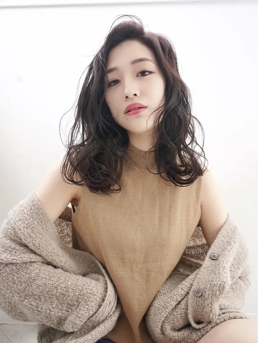 ロング カラー 撮影モデル 花井 啓好のヘアスタイル