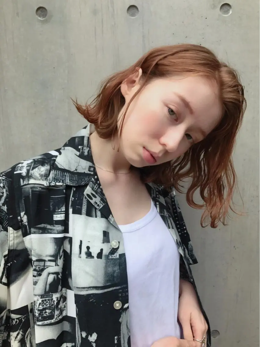 ミディアム 外ハネヘア 透明感カラー🌿ボブ ✨飛田 ケイのヘアスタイル