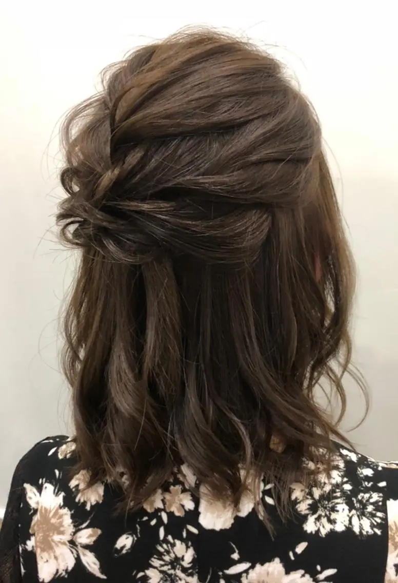 ミディアム ヘアアレンジ ハーフアップ ヘアセット 奥山義進/大宮 /ダブルカラーのヘアスタイル