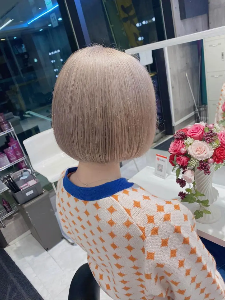ショート カラー アッシュ アッシュグレー アッシュグレージュ バレイヤージュ ミストバング カット ヘアカラー トリートメント ハイトーン特化💍 NØRN💍韓国のヘアスタイル