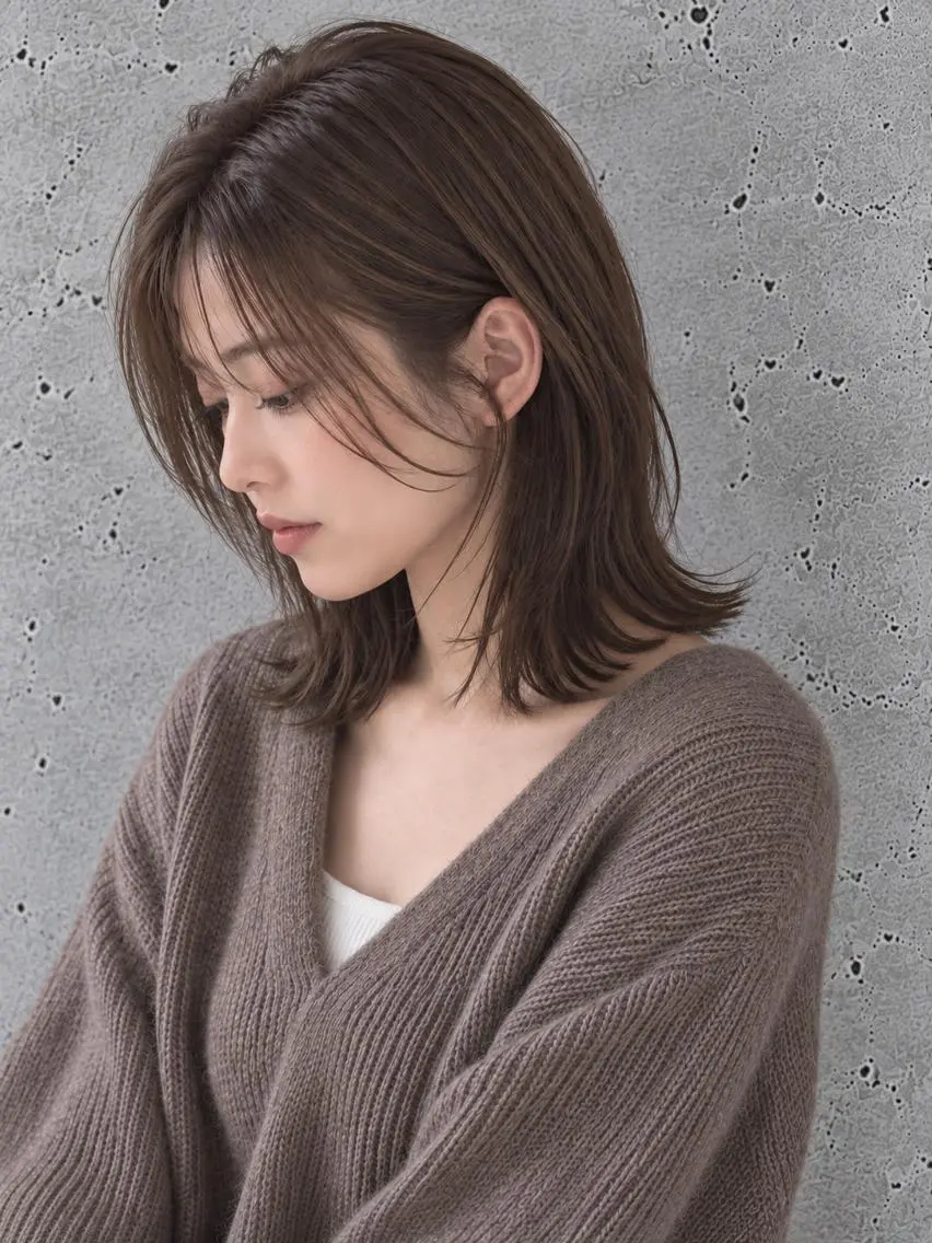 ミディアム カラー カット ヘアカラー トリートメント 脇田 麗乃のヘアスタイル