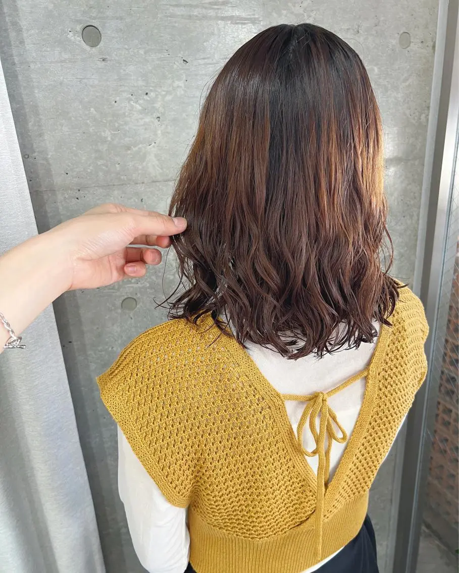 ミディアム パーマ カット パーマ トリートメント ボブパーマコテ巻き風 パーマNo1深江秀平のヘアスタイル