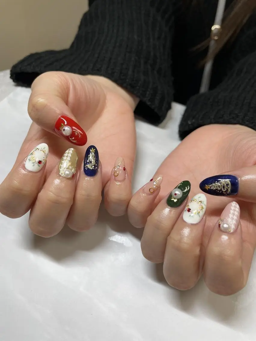 ロング ネイル クリスマス 冬ネイル クリスマス nail＆eye YUMIのマツエク・マツパデザイン