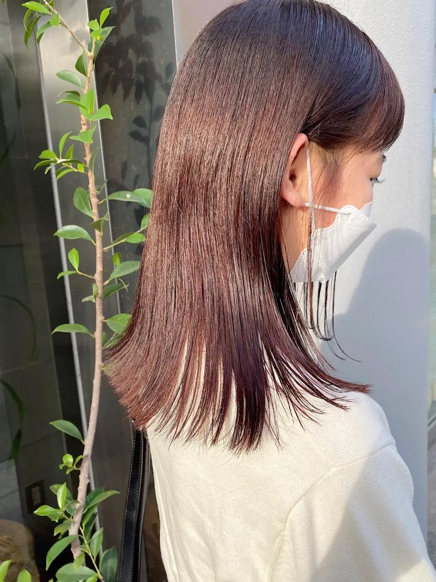 セミロング セミロングパーマ パープルカラー 髪質改善 縮毛矯正 トリートメント momoka /ショート/ボブのヘアスタイル