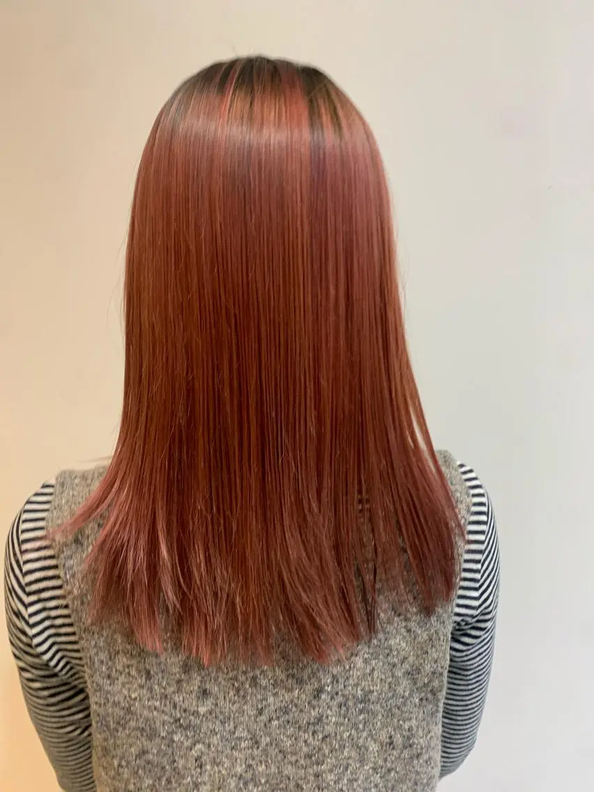 セミロング カラー ブリーチ ピンクカラー ヘアカラー 中目黒🌼 🌼ハナのヘアスタイル