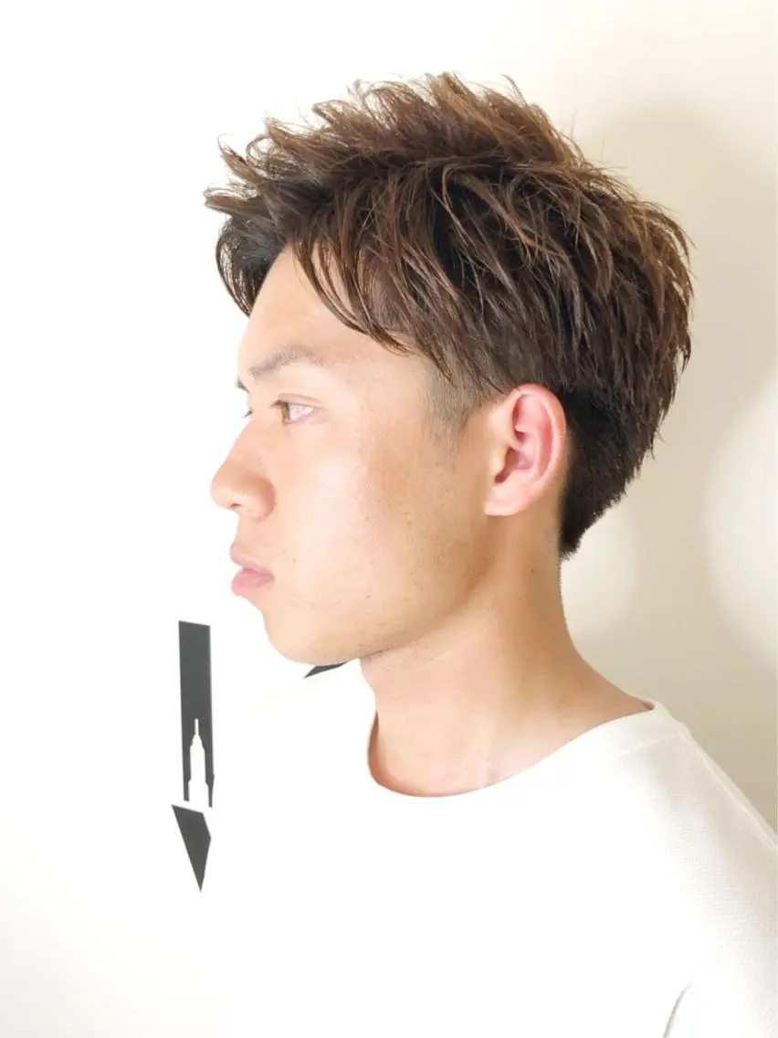 ショート パーマ ヘアアレンジ メンズ 赤み消しカラー /透明感カラー 上長のヘアスタイル
