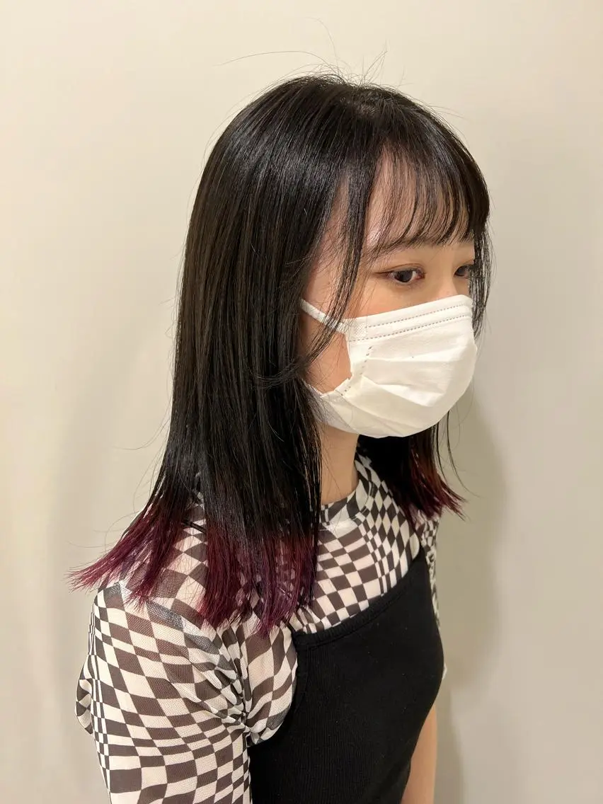 セミロング カラー ヘアアレンジ ラベンダーカラー 加藤 綾華のヘアスタイル