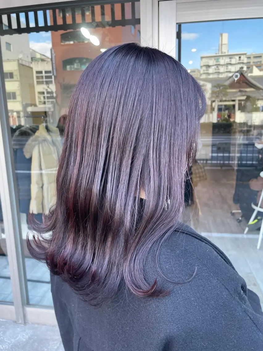 セミロング カラー 透明感カラー ディープラベンダー ラベンダーカラー ピンクカラー ピンクラベンダー ヘアカラー トリートメント イワタ マハ/ minim hairのヘアスタイル