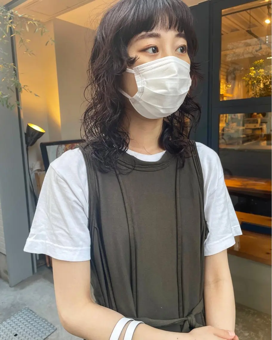 ミディアム やまさきえりこ ニュアンスパーマのヘアスタイル