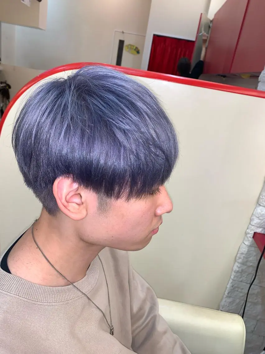 ショート カラー ヘアアレンジ メンズ メンズ韓国風 韓国マッシュ マッシュ ブルーカラー ブルーラベンダー カット ヘアカラー 今村公介 ブリーチ特化、派手髪のヘアスタイル