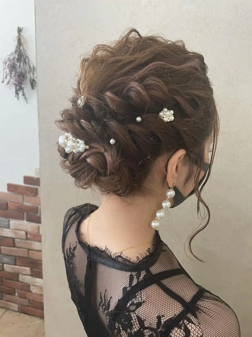 ロング ヘアアレンジ 結婚式・ブライダル シールエクステ ミストバング エクステ 外国人風カラー 🦋高瀬寛菜🦋 韓国/ブリーチのヘアスタイル