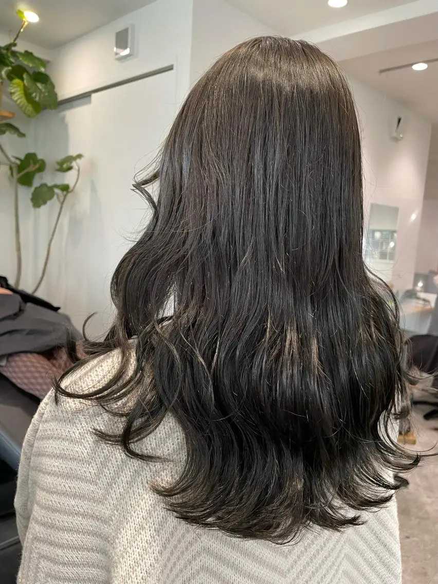 ロング カラー オリーブカラー 京都美容師 塩のヘアスタイル