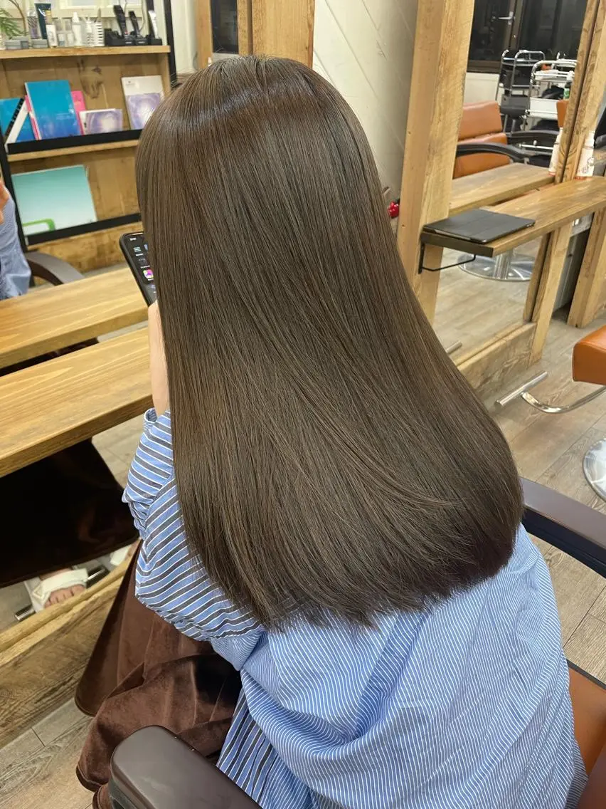 ミディアム カラー カット ヘアカラー トリートメント HIKARU店長/ ✨️髪質改善のヘアスタイル