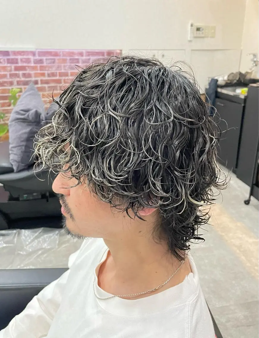 ミディアム カラー パーマ メンズ 💈メンズパーマ &メッシュ南谷💈のヘアスタイル