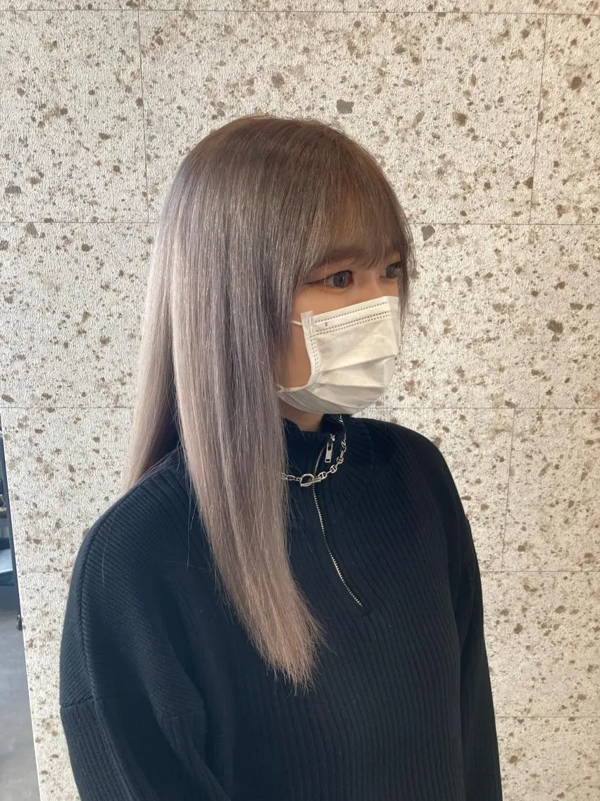 セミロング カラー 髪質改善.縮毛矯正 ×韓国ヘアyukiのヘアスタイル