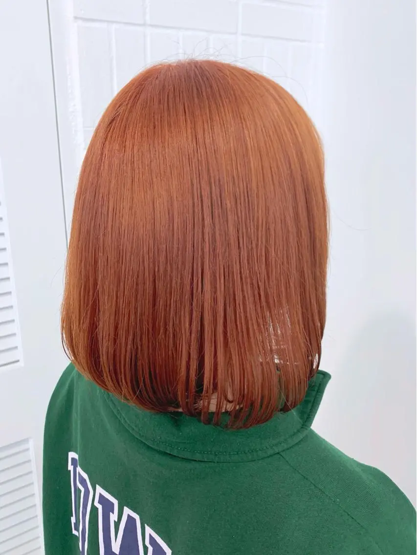 ショート カラー ヘアアレンジ ベージュカラー オレンジ オレンジベージュ 🍒暖色✖️レイヤー ／Haruna🍒のヘアスタイル