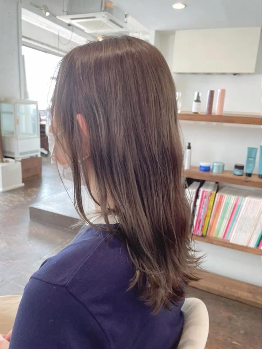 ロング カラー グレージュ 韓国風◎　田中 勇也のヘアスタイル