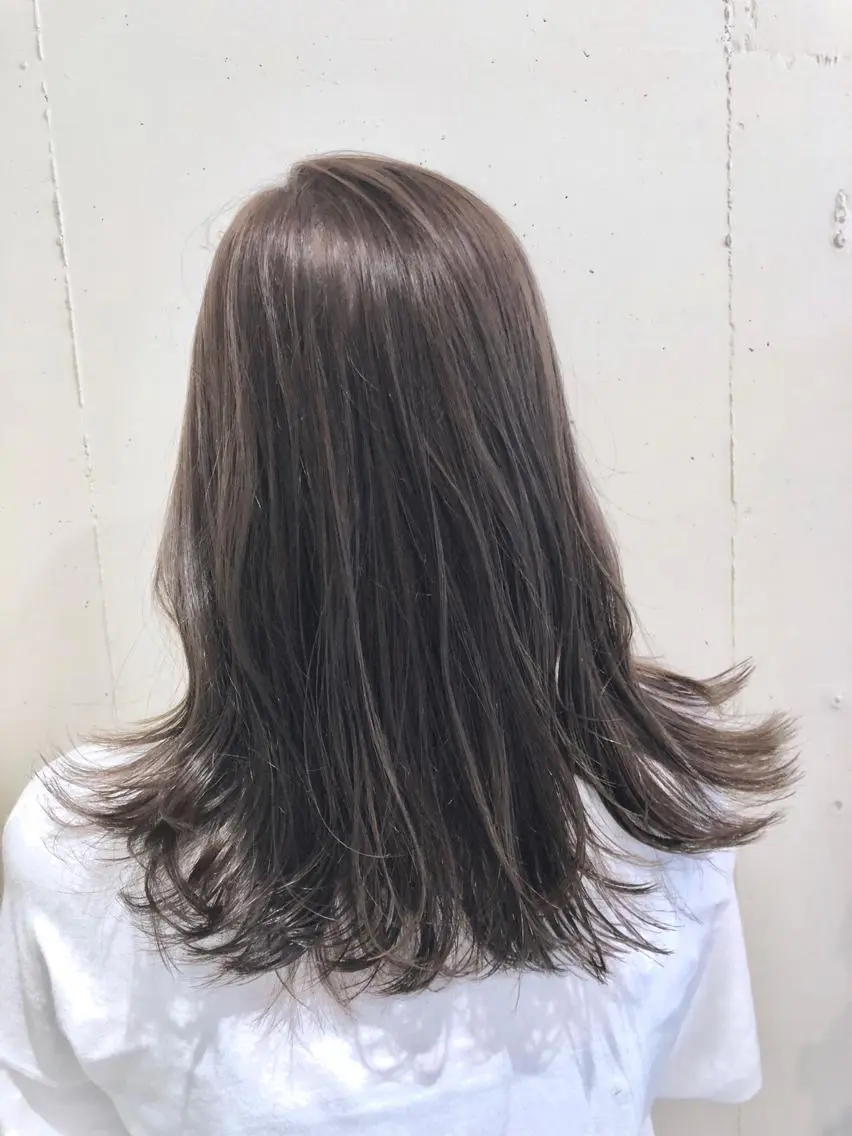 セミロング カラー パーマ ヘアアレンジ セミロングパーマ バレイヤージュ ベージュカラー 黒髪 ブリーチ 【ツヤ髪美容師】 ツダケイスケのヘアスタイル