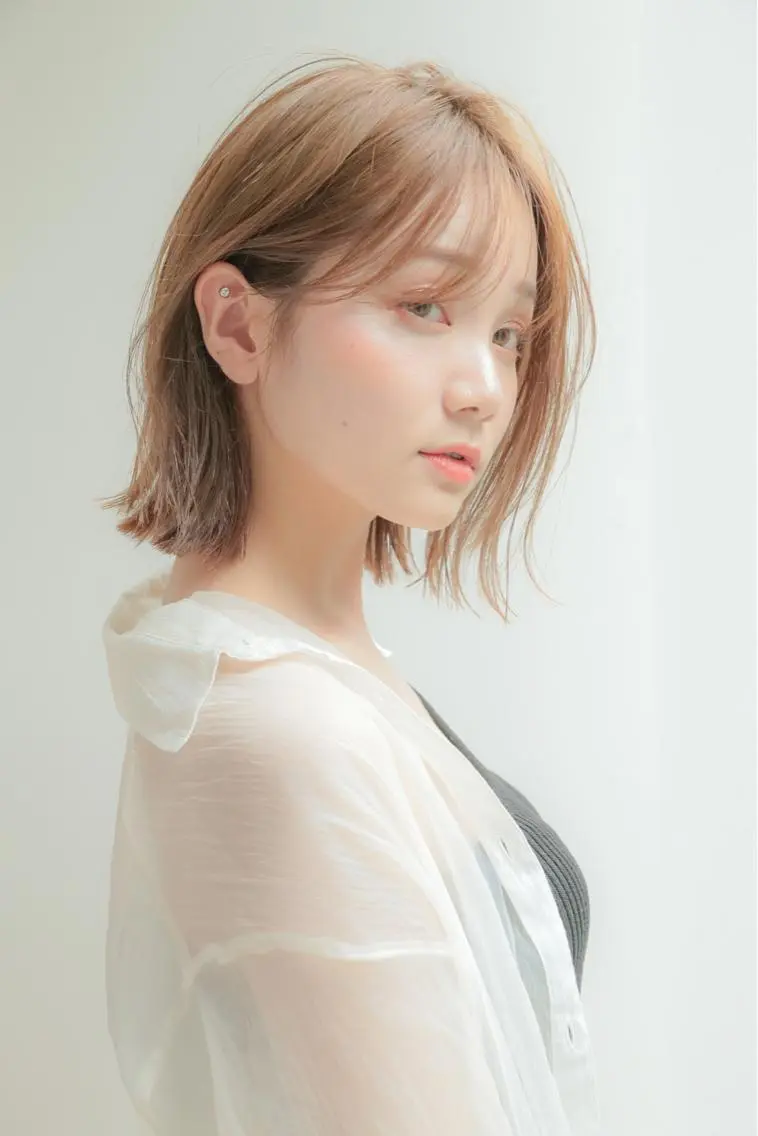 ミディアム カット 縮毛矯正 トリートメント ボブ/縮毛矯正 髪質改善/もえるのヘアスタイル