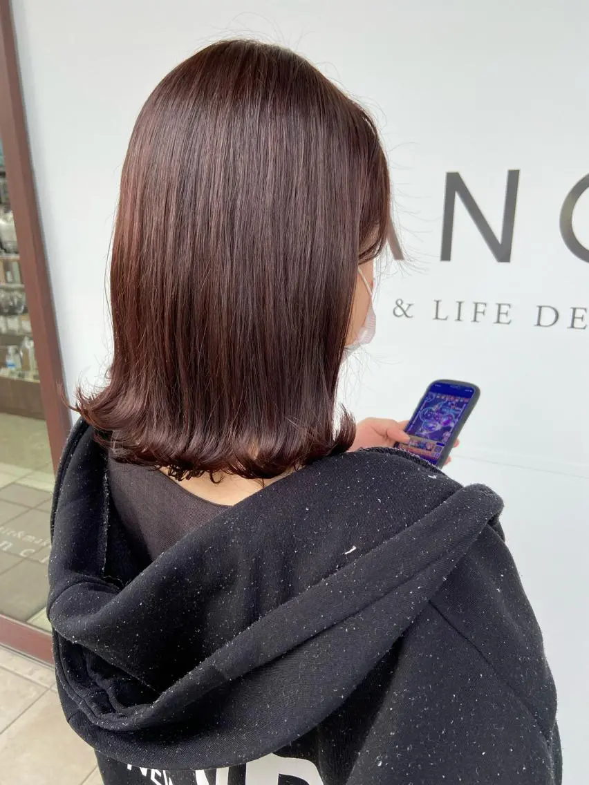 ミディアム カラー レッドカラー ブランシェ小幡駅前店 森樹のヘアスタイル