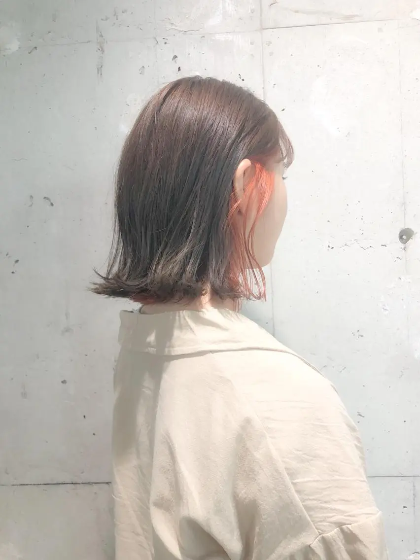 セミロング カラー パーマ ヘアアレンジ メンズ キッズ ネイル マツエク・マツパ ブラウンカラー オレンジ オレンジブラウン カラーマツエク ブラウン 当日予約⭕️ Rene’のヘアスタイル