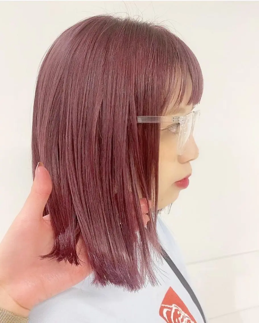 ミディアム カラー ピンクカラー 似合わせカット Amelie yunのヘアスタイル