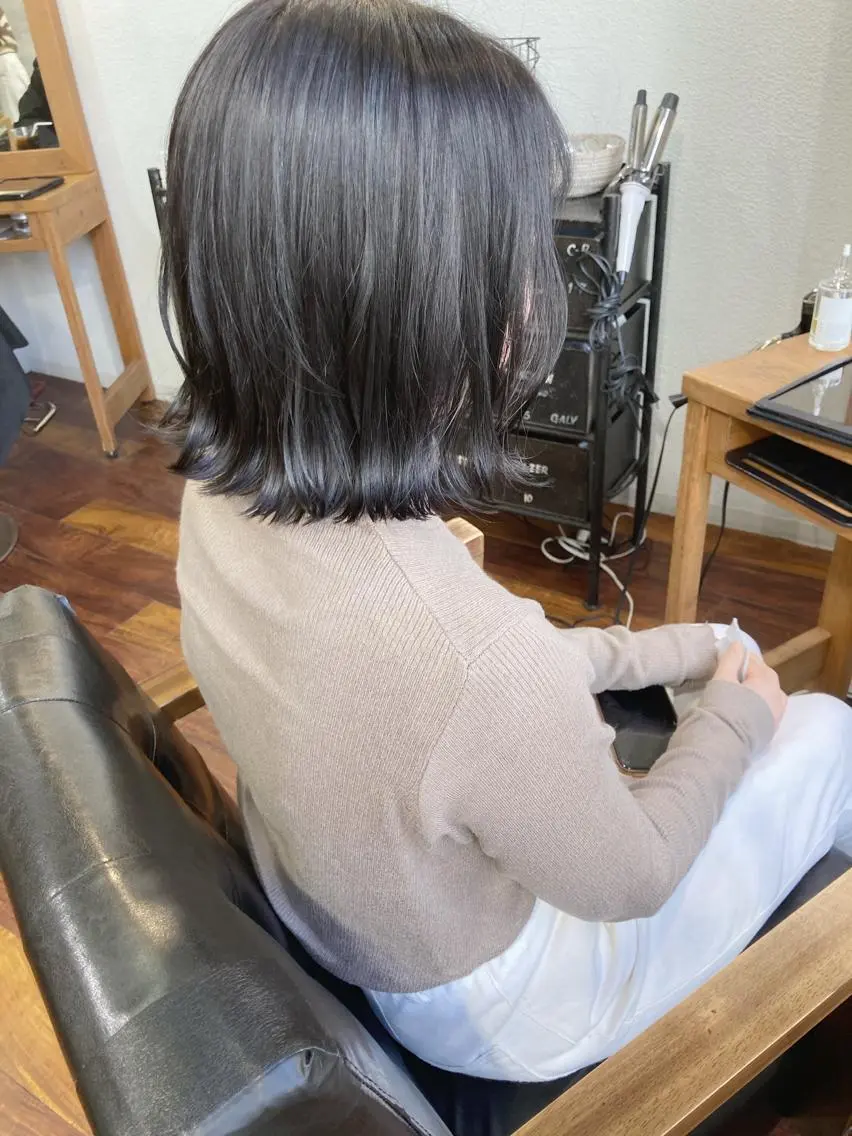 ミディアム カラー 透明感カラー グレージュ カット 縮毛矯正 小木曽智美 /ボブ/ショートのヘアスタイル