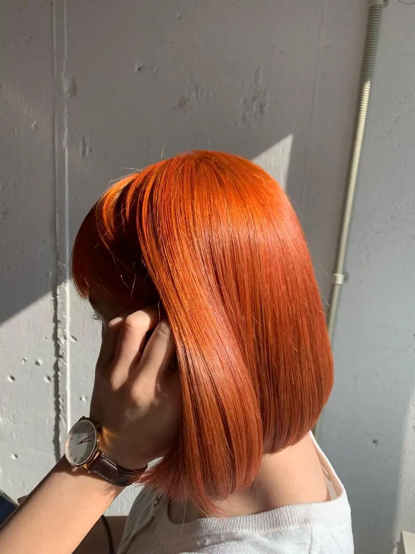 ミディアム カラー オレンジ ボブ 💛丁寧さNo.🥇 🧸片山智裕💛のヘアスタイル