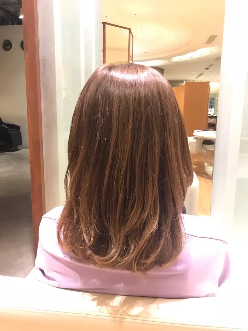 セミロング カラー トリートメント パーマモデル募集🌈 森脇帆南のヘアスタイル