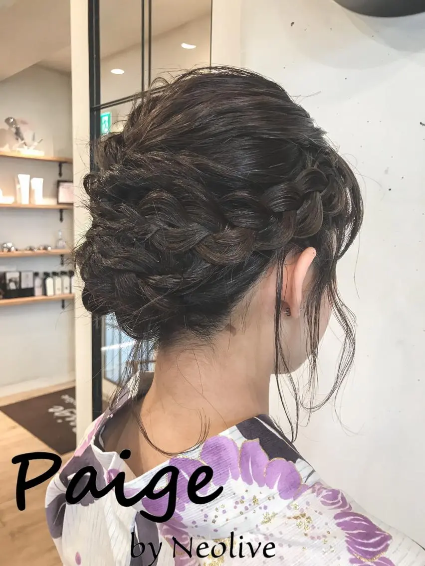 ミディアム 浴衣 ヘアセット まろやかカラー🤎 みなとまほのヘアスタイル
