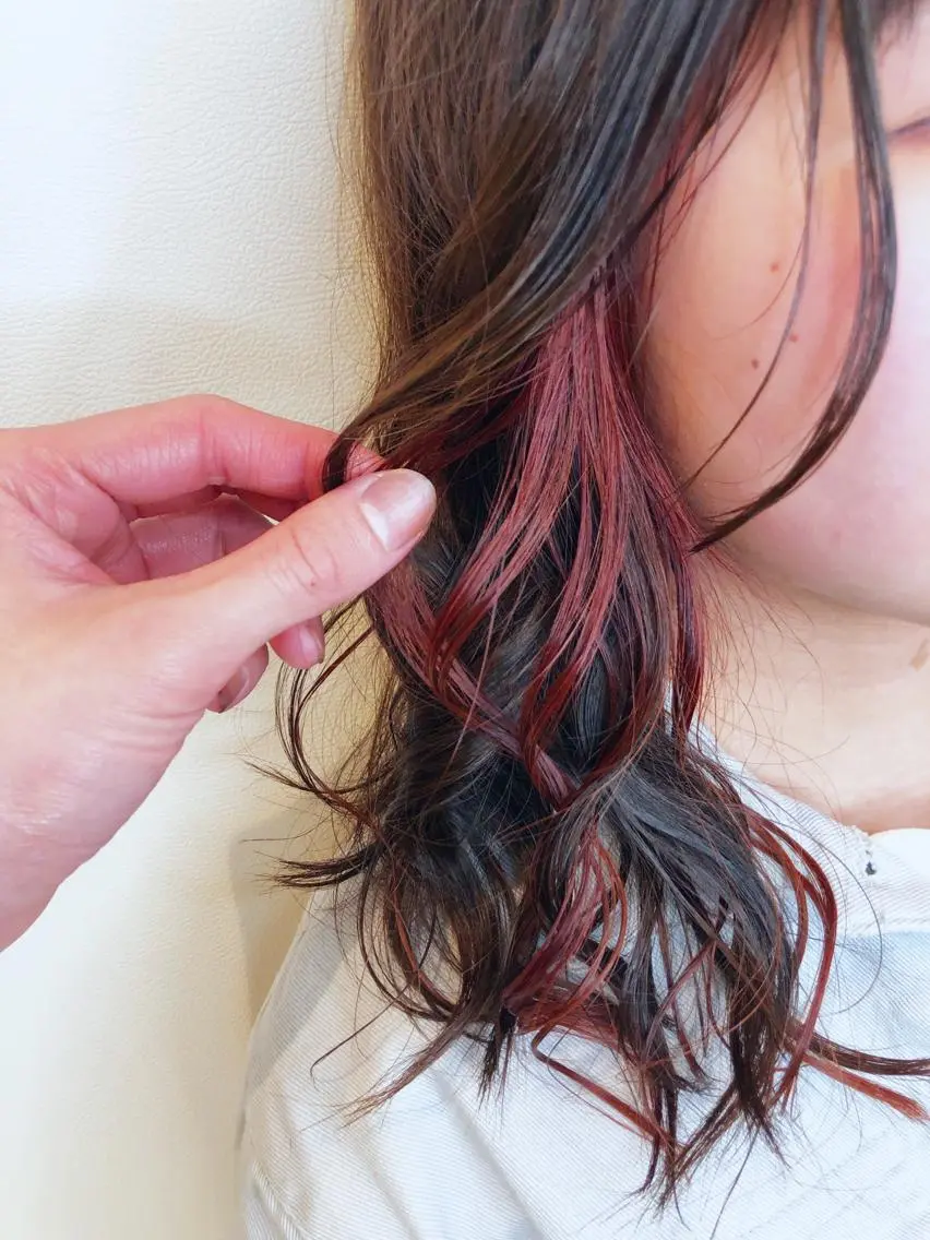 セミロング カラー ブリーチ ケアブリーチ インナーカラー カット ヘアカラー 髪質改善/イルミナ/ 城崎のヘアスタイル