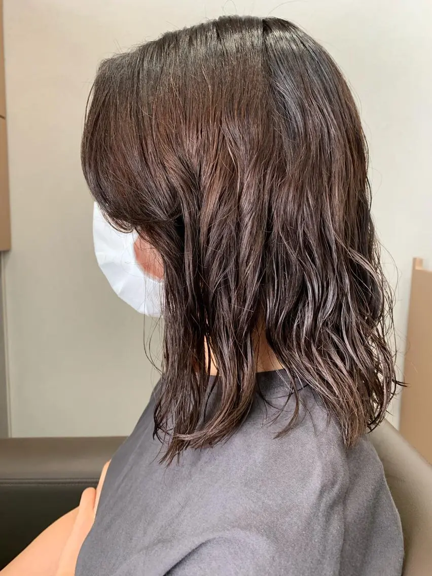 セミロング カラー パーマ ボブパーマコテ巻き風 パーマNo1深江秀平のヘアスタイル
