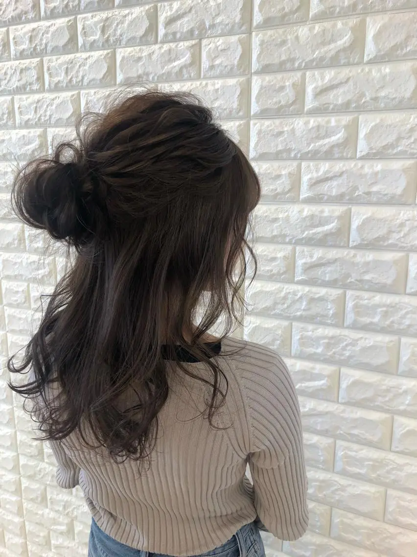 ヘアアレンジ ハーフアップ お団子ヘア ヘアセット 盛れるレイヤーカット 得意🌹井上美沙のヘアスタイル